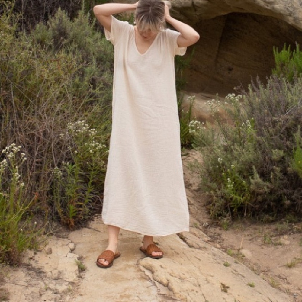 olive green Honest Cotton Gwyn dress